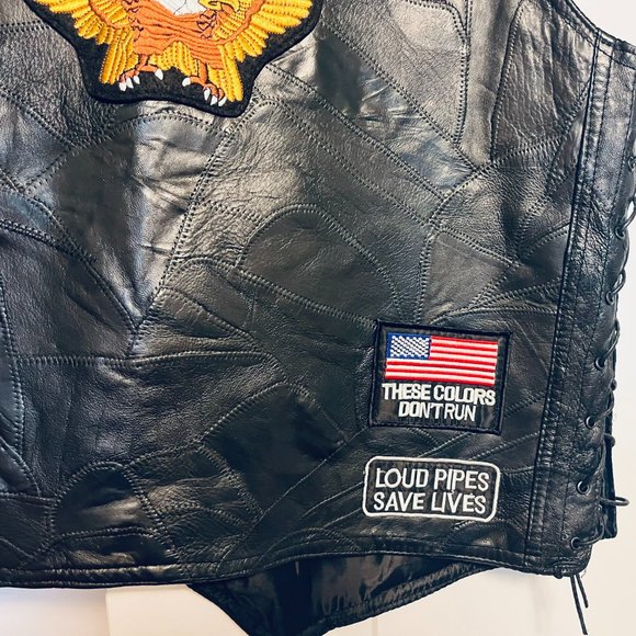 Rebel Ryder Black Leather Biker Vest – “Born to Be Wild” – Unisex XXL - Picture 8 of 9